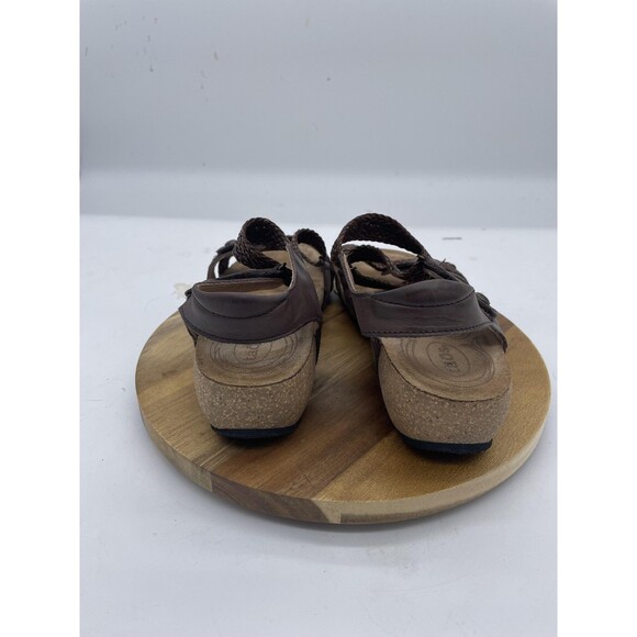 Taos Trulie Sandals Womens 6 Brown Leather Braided Strap Cork Sandals Spain - Picture 6 of 10